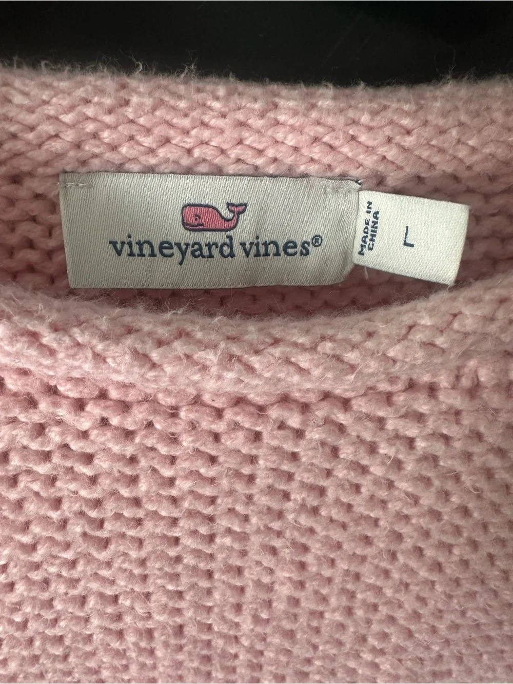 Vineyard Vines Light Pink Crewneck Sweater with Whale Stitch